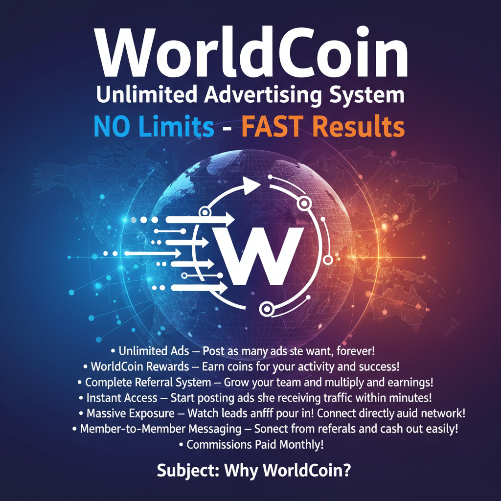 WorldCoin: Unlimited Advertising System - NO Limits - FAST Results